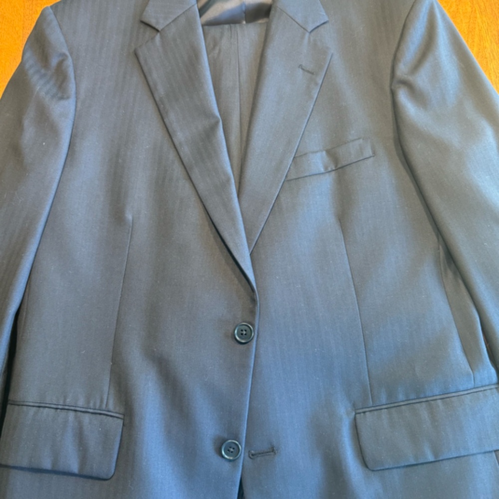 Brooks Brothers Lora Piana Made in the USA Blue Herrinbone Suit in Navy